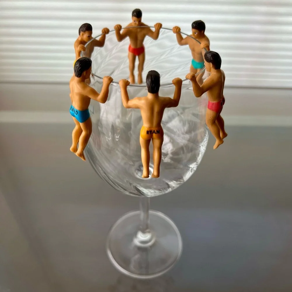 🍷NWOT 6 Wine Glass Markers | Speedo-Wearing Men | Caucasian